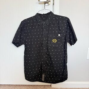 Men’s Small Harley-Davidson Black Short Sleeve Button Down Dress Shirt